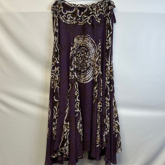 Soft Surroundings Pull On Full Maxi Skirt Purple Brown Geometric Print XL Fairy - Picture 1 of 5